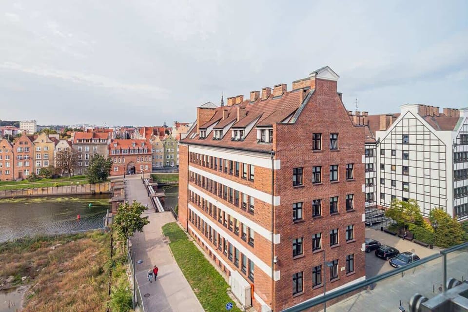 Surrounded by historic buildings.