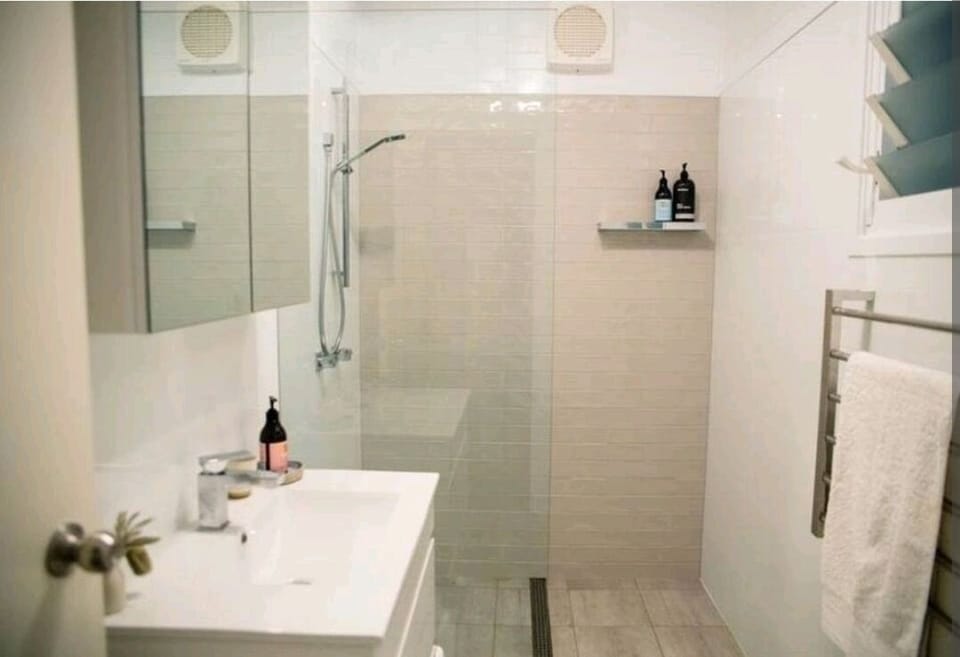 Sparking bathroom with rainwater shower