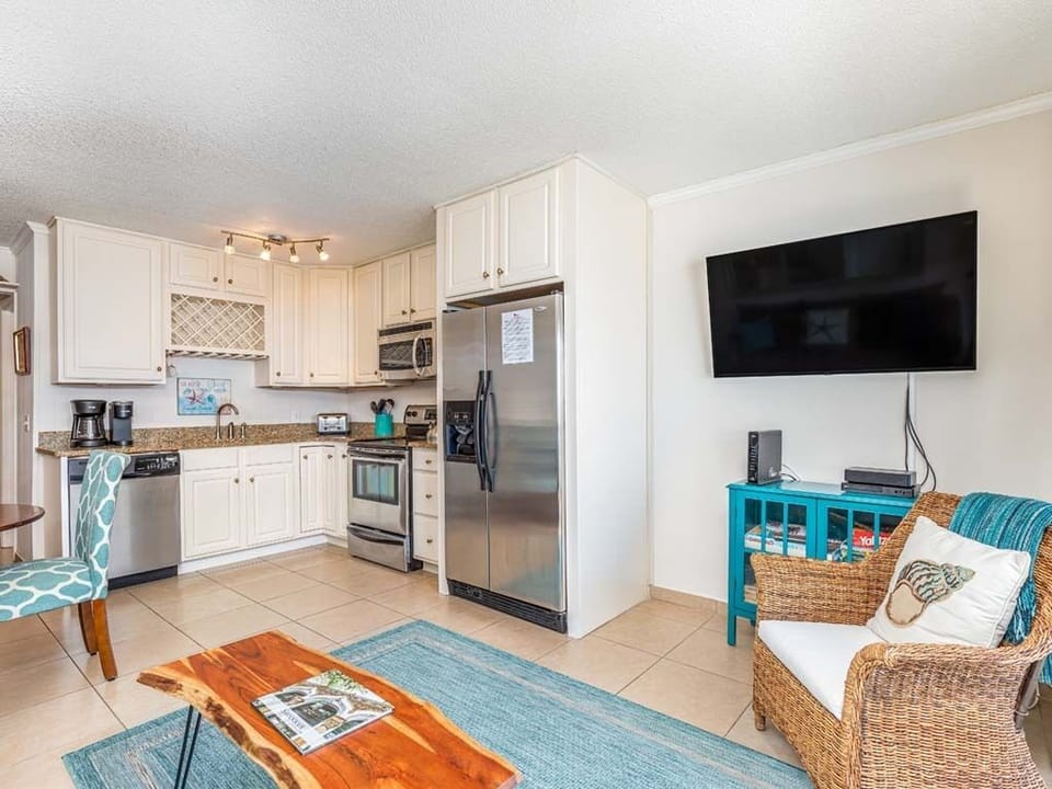 Living area with sleeper sofa and TV