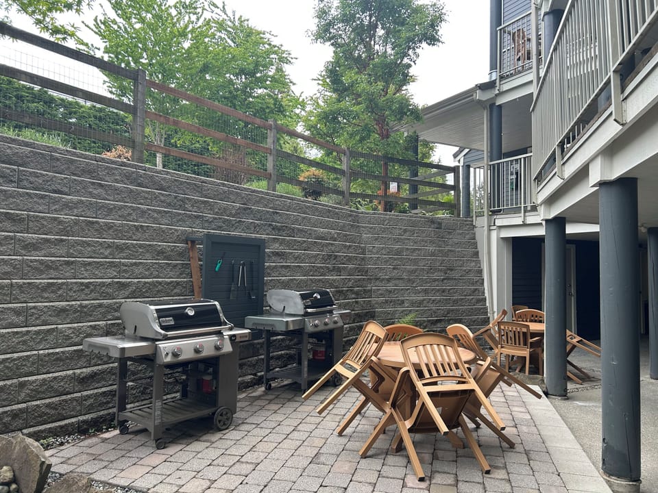 BBQ area. 
Conveniently located near the front door.