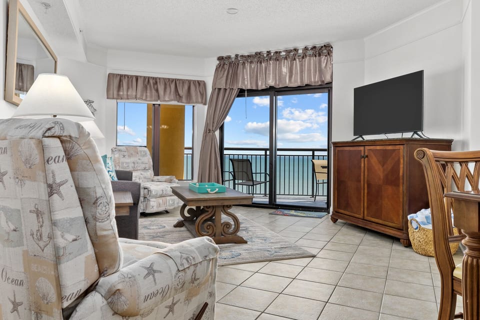 Living room with ocean views