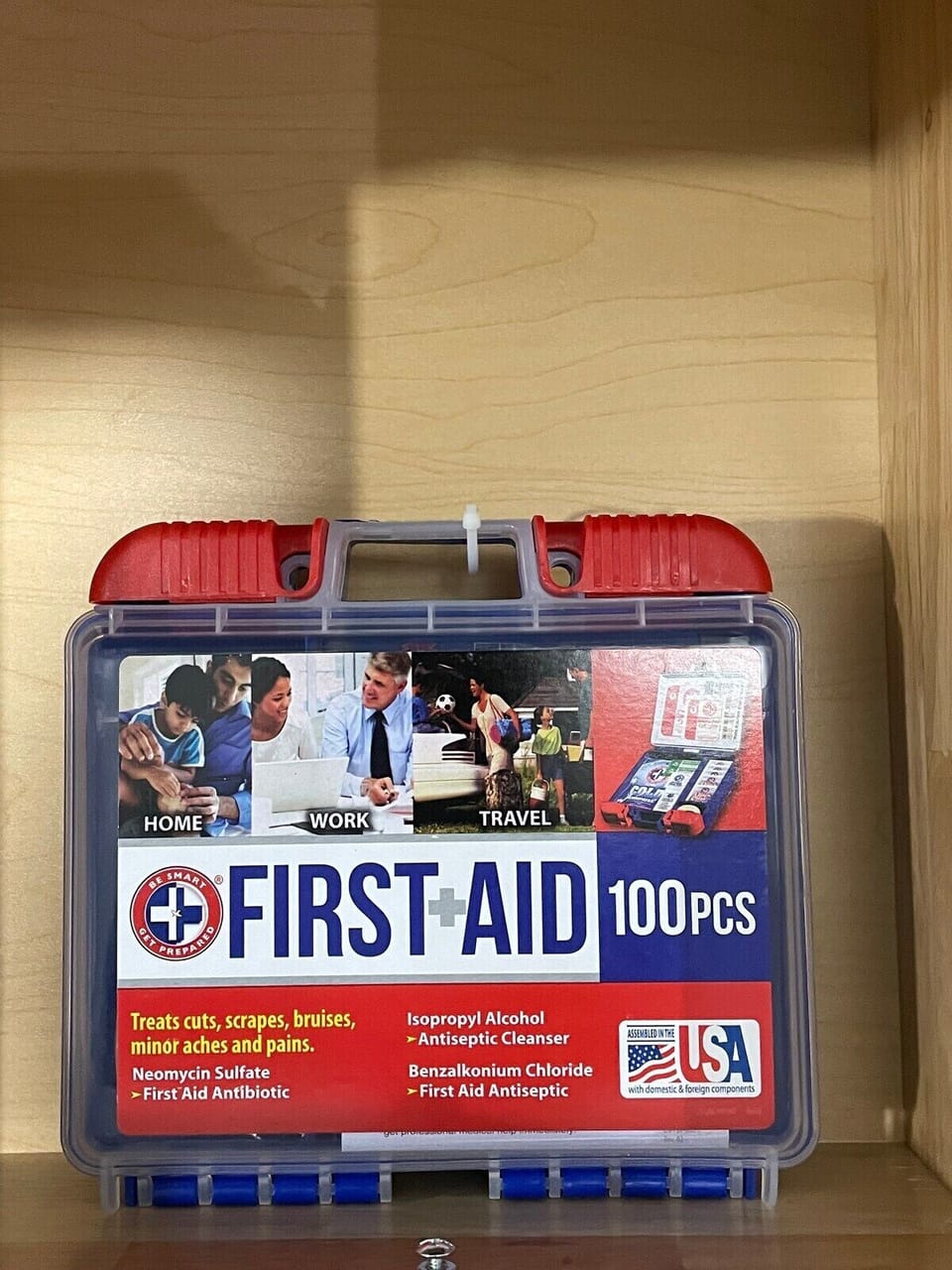 Safety comes first — basic medical kit available in the bathroom.