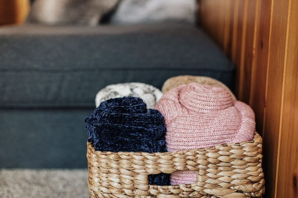 Cozy up with one of our cabin’s soft throw blankets.