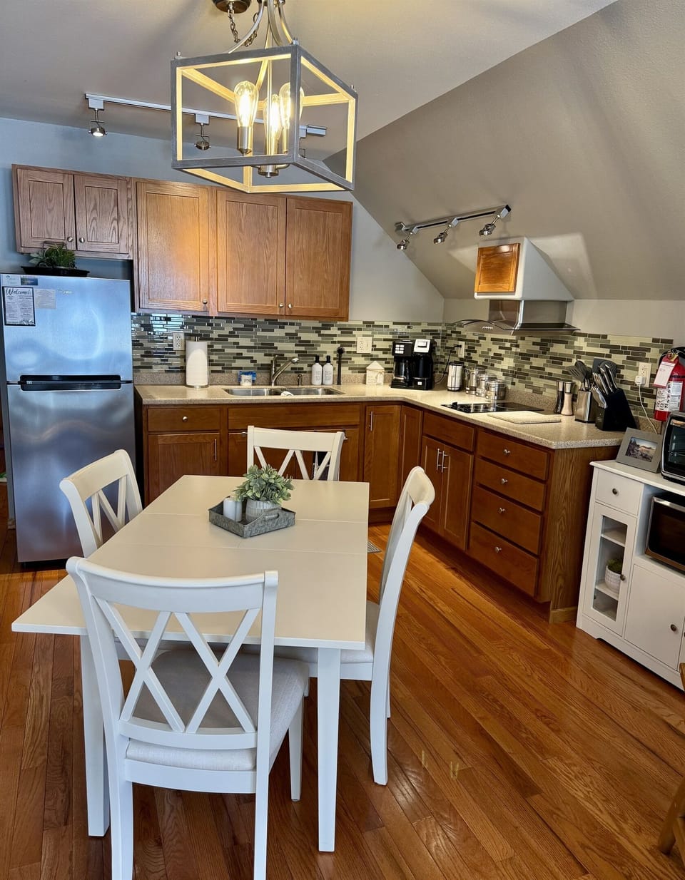 Kitchen, open concept high ceilings loft style kitchen living room 