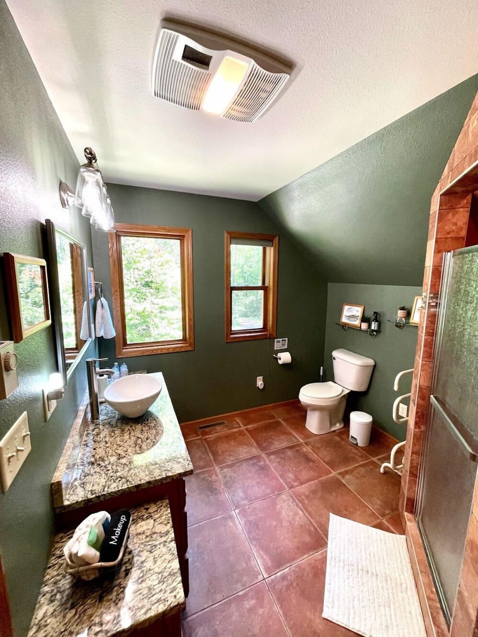 Spacious bathroom marble vanity top