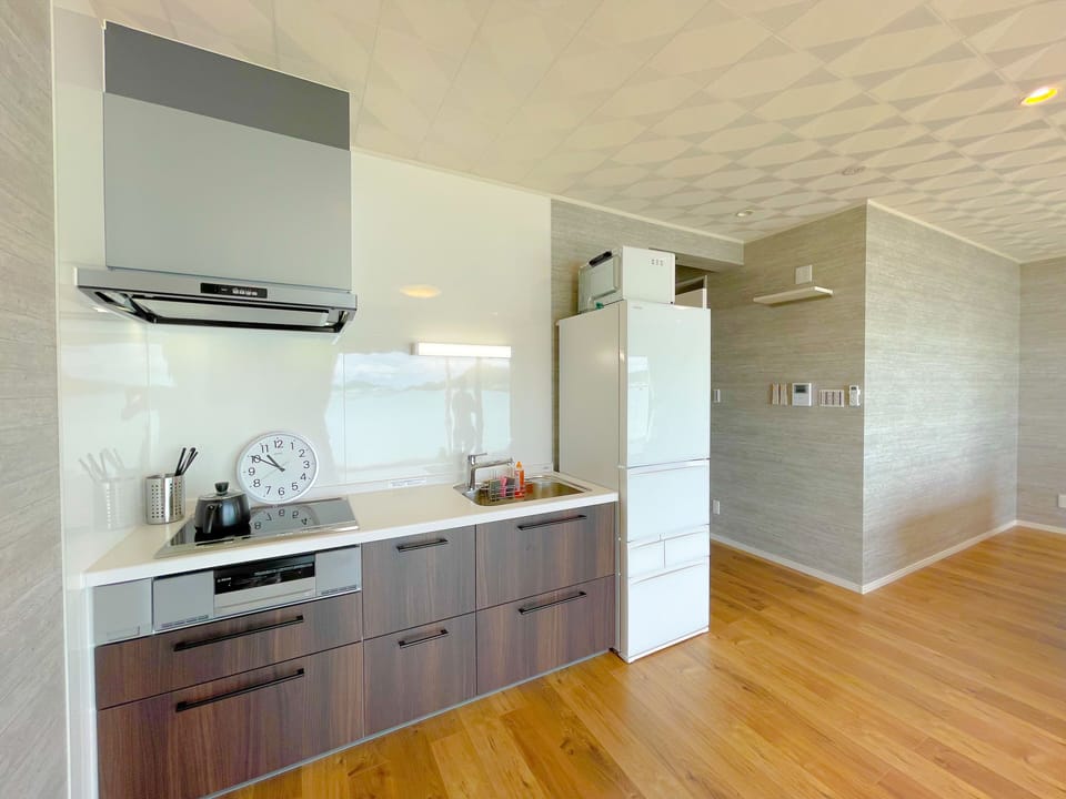 Premium Villa (1F) | Private kitchenette | Fridge, microwave, stovetop, cookware/dishes/utensils
