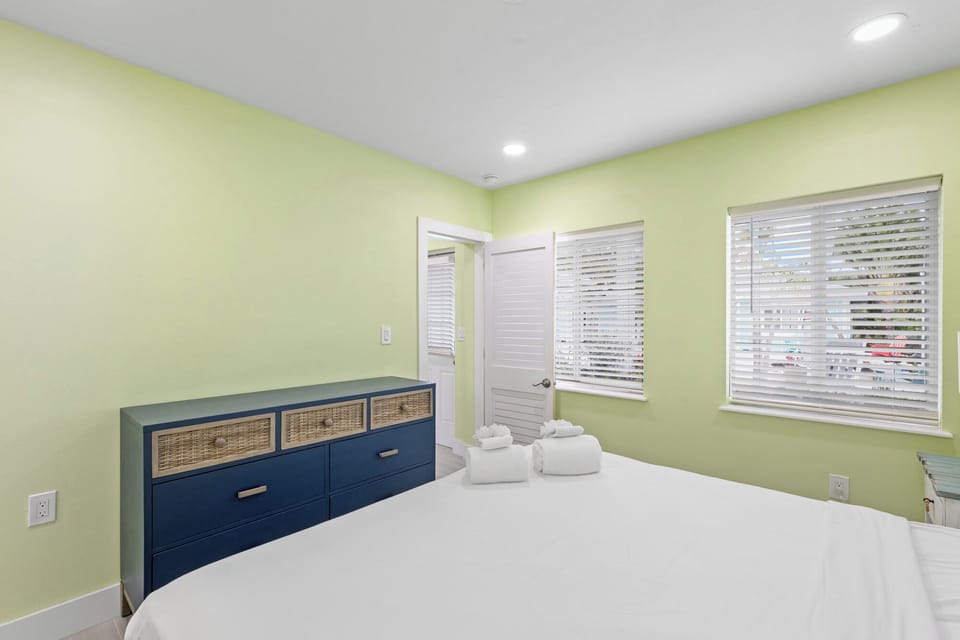Bedroom overlooking peaceful courtyard
