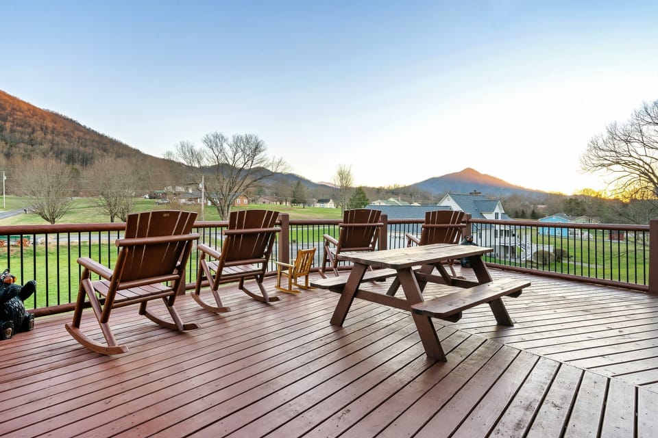 Morning coffee with a Wears Valley sunrise from the main deck