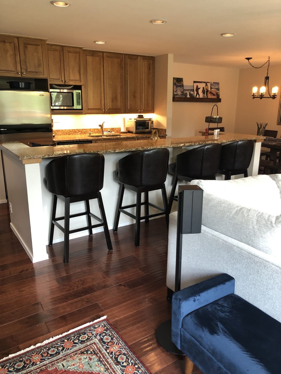 Four swivel bar stools. 