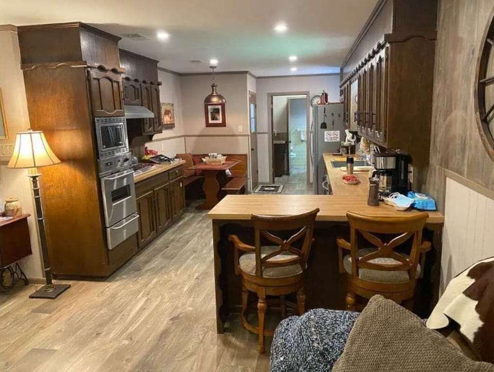 Living area flows into kitchen....to laundry and powder bath