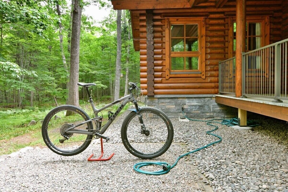A bike cleaning station.
