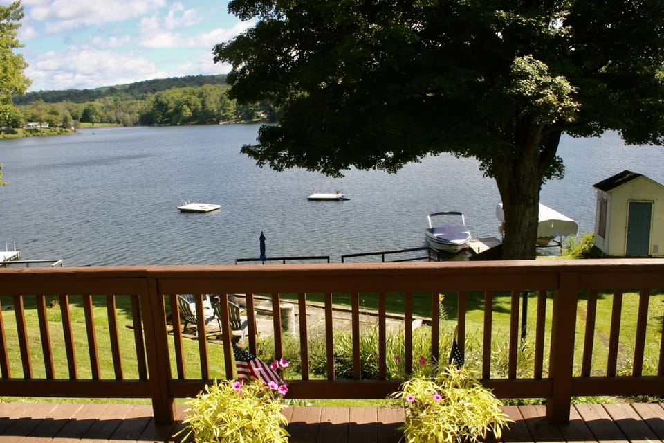 View from the back porch of the beautiful lake
