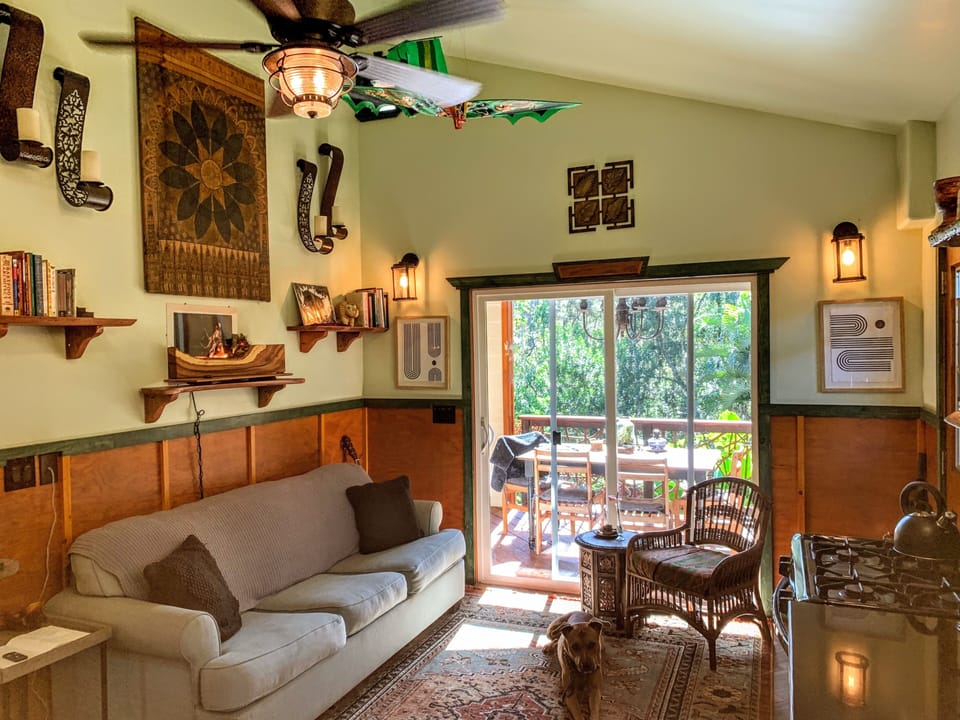 Sofa can be a queen bed. Peruse a book or take a nap! Enjoy some coffee or tea.