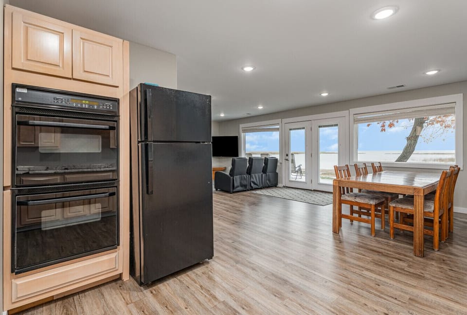 Kitchen fully stocked and a double oven