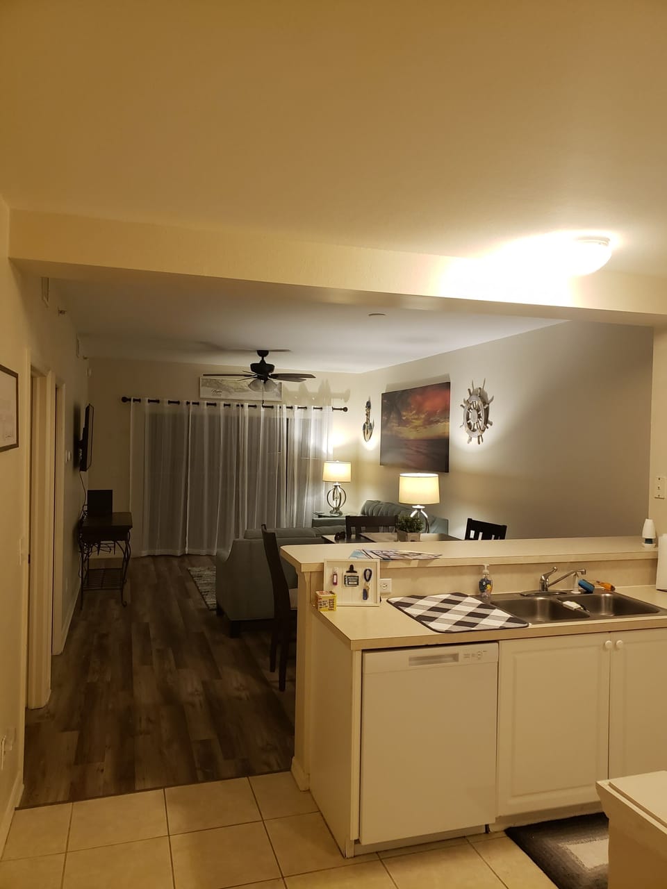 kitchen and entry way into living area.