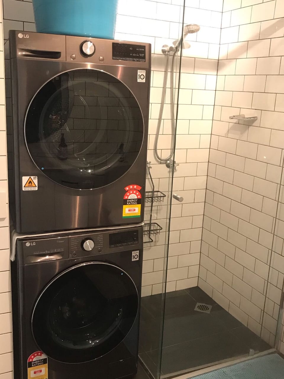Wash in style with brand new LG separate washer and dryer (no heat emitted).