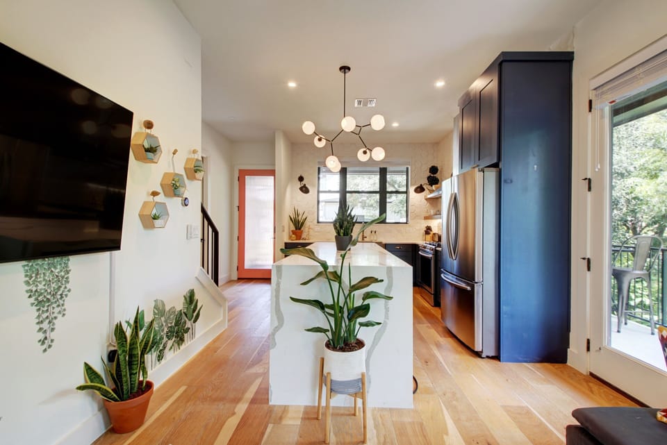 View of kitchen from living room