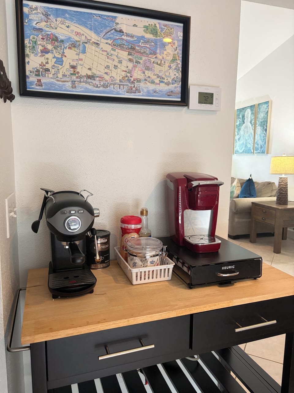 Coffee station. A drip coffee machine is also available. 
