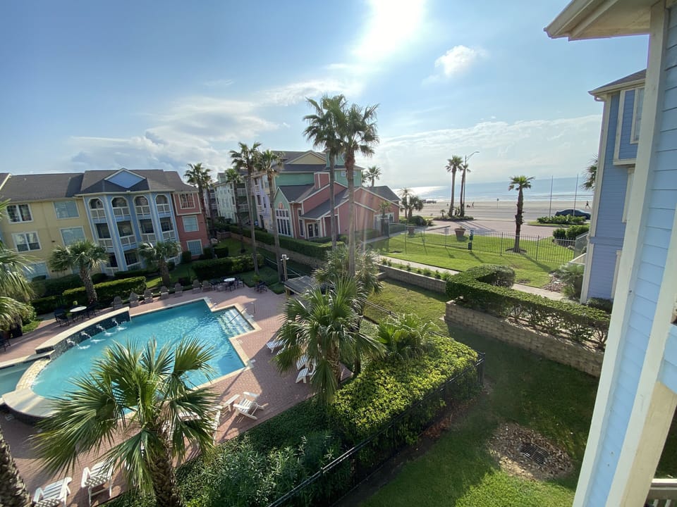 Our view of the beach & pool from the balcony 