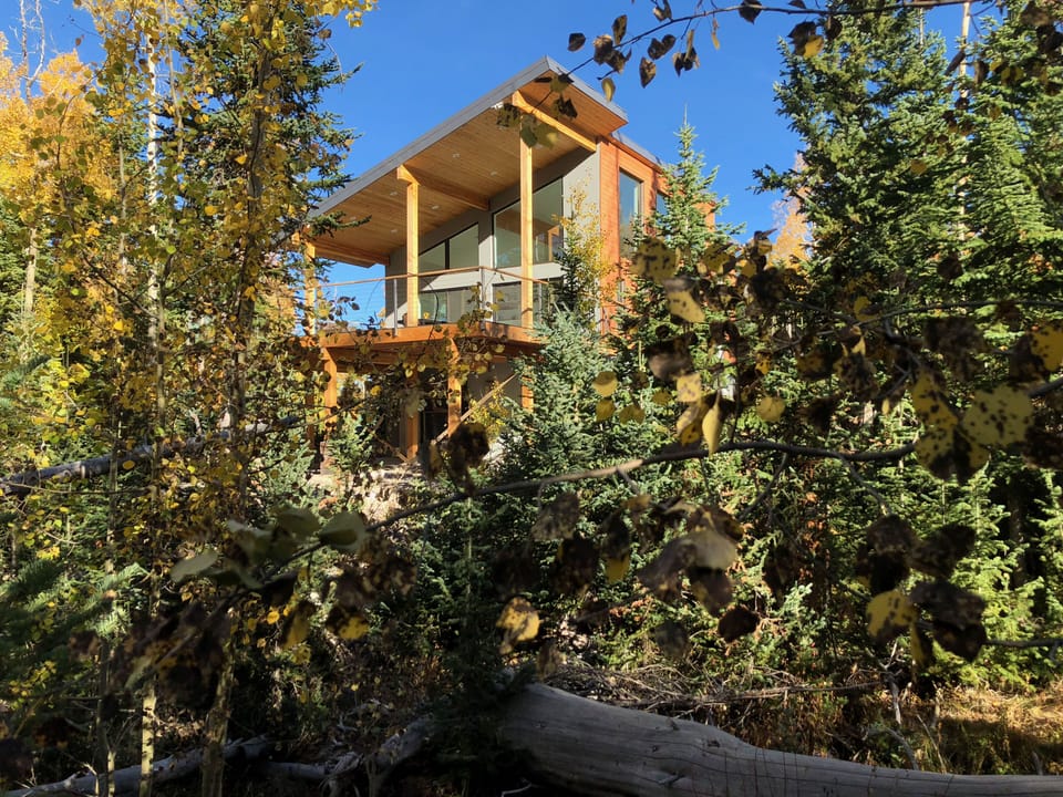 Fall, looking at the rear of the home.