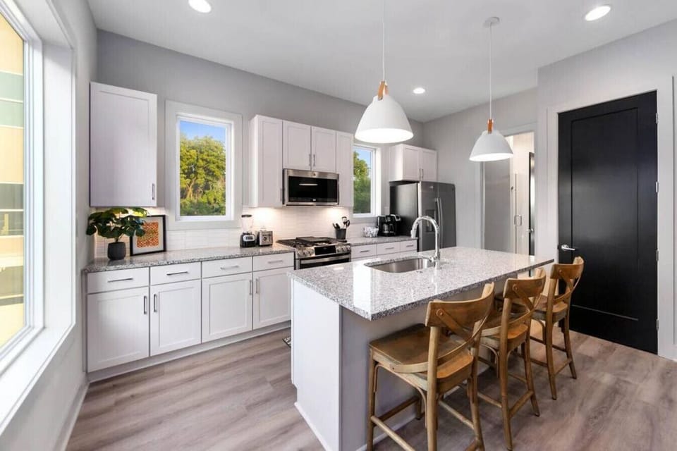 Kitchen with view of the pantry