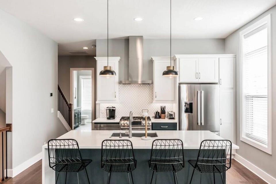 Kitchen island with seating for 4.