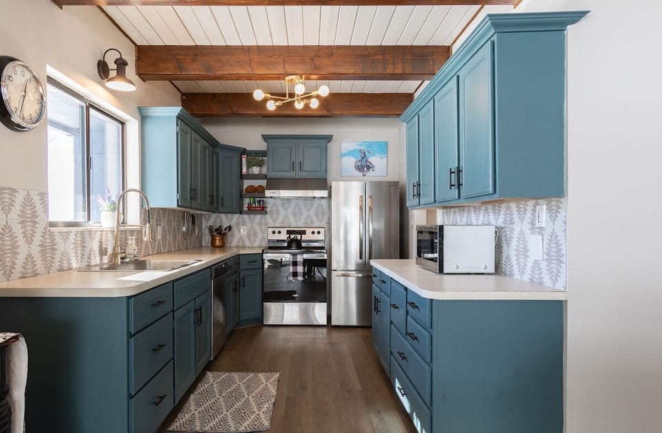 Kitchen has all the necessities needed to whip up a great meal.