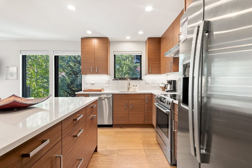 Large island for prep and entertaining.