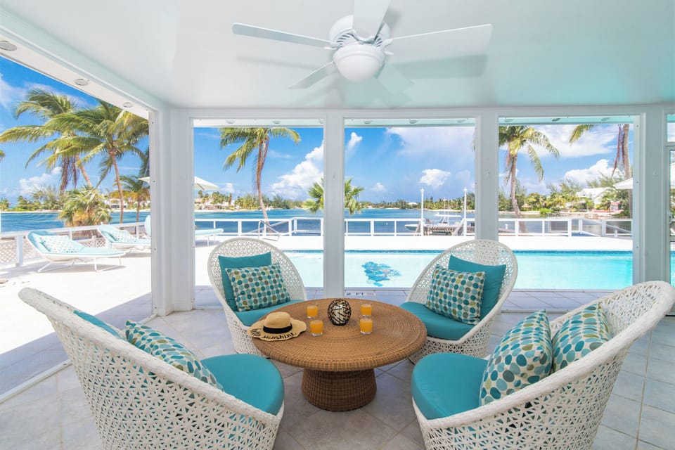 Cozy lounge area on the screened patio.