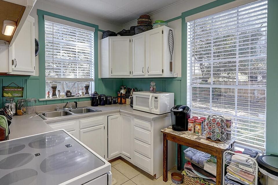 The kitchen is well stocked. Includes complimentary coffee bar. 