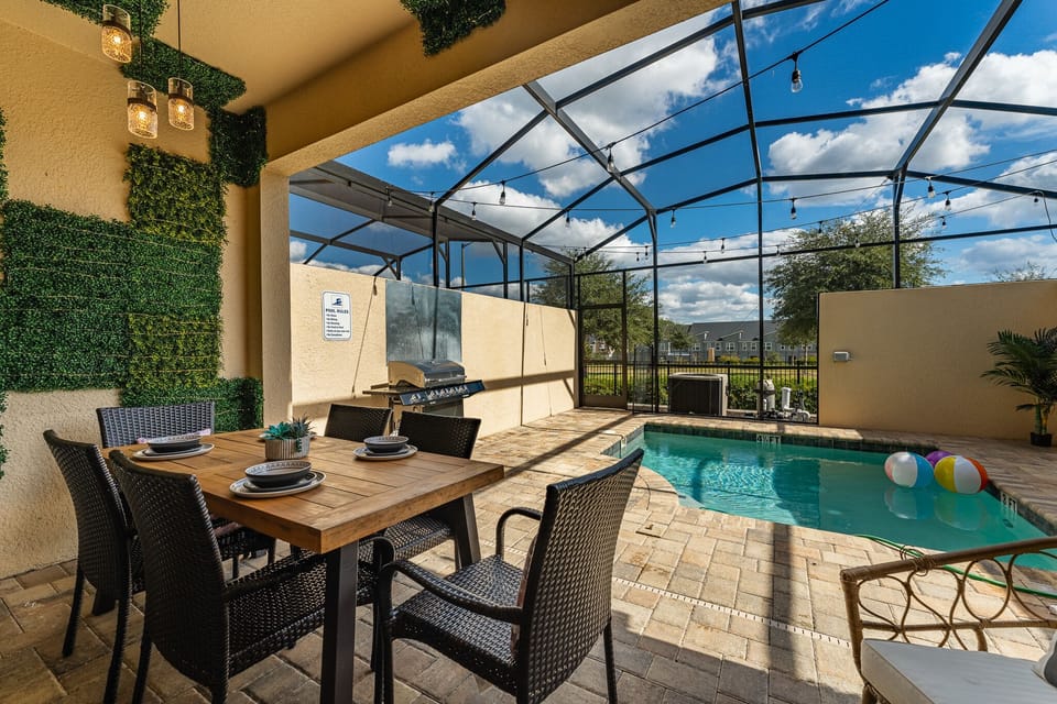 Enjoy your own private heated pool and patio after exploring the theme parks!