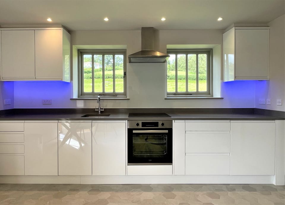 Kitchen area overlooking the sheep fields
