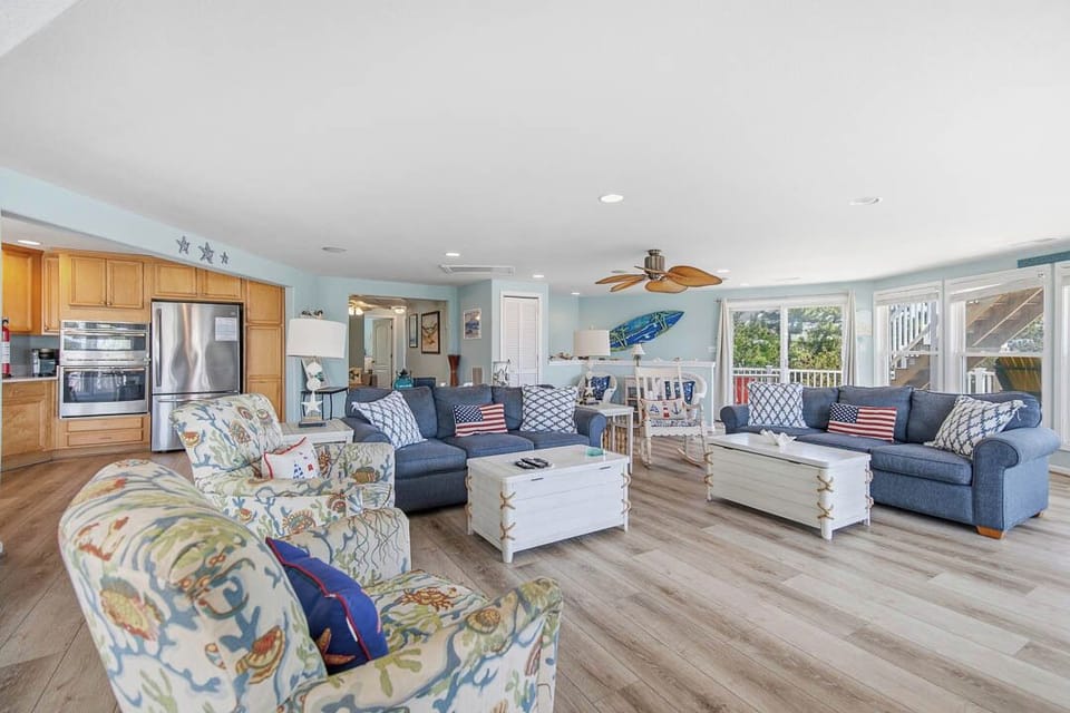 Top-Level Living Room with Deck Access