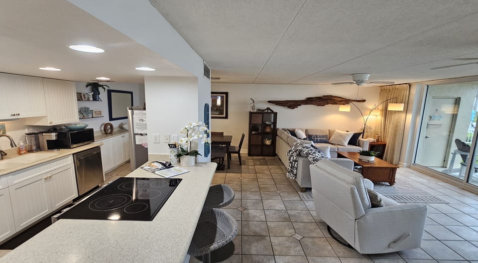 kitchen and living area