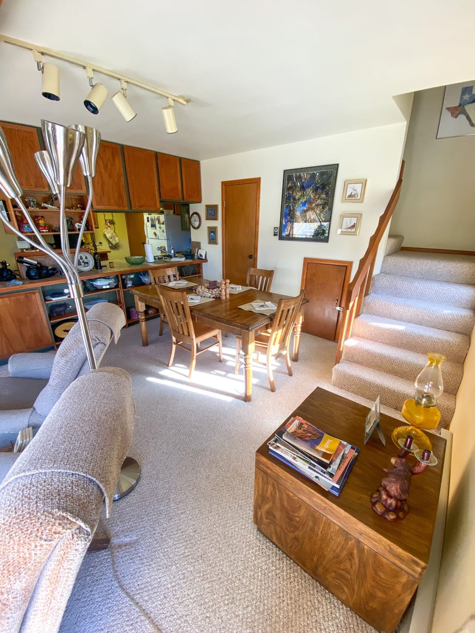Dining room and stairs to loft.