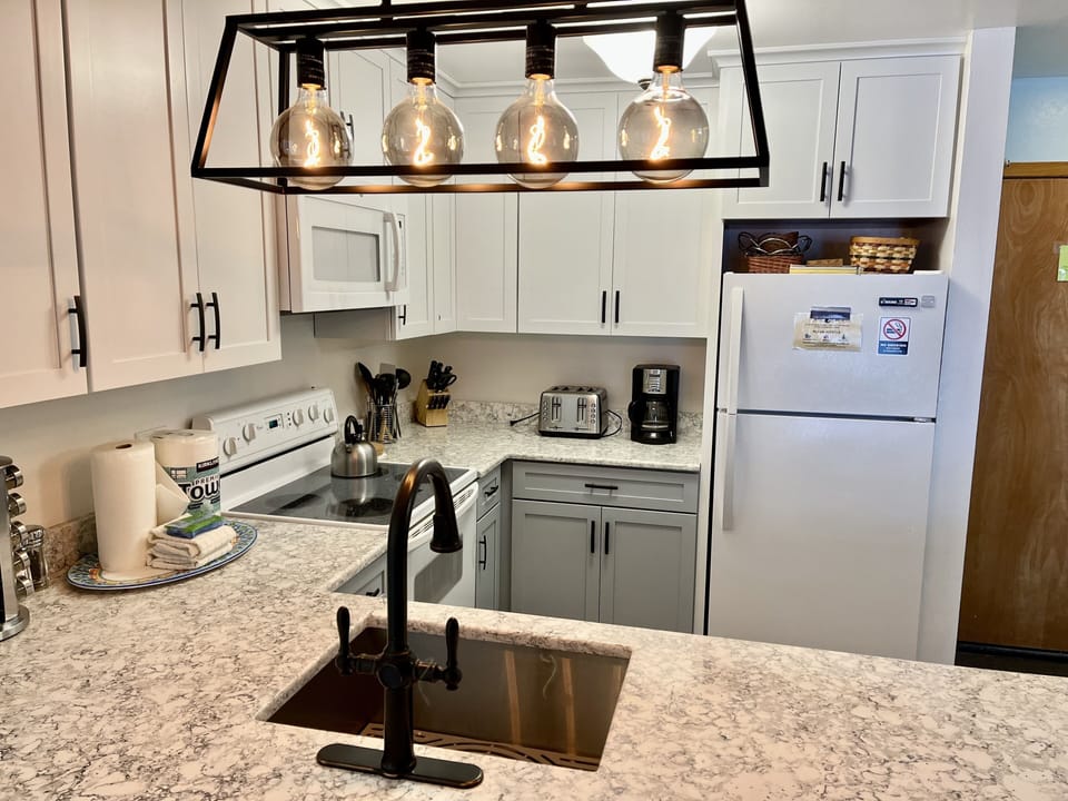 Indoors, Kitchen, Sink Faucet, Sink, Microwave