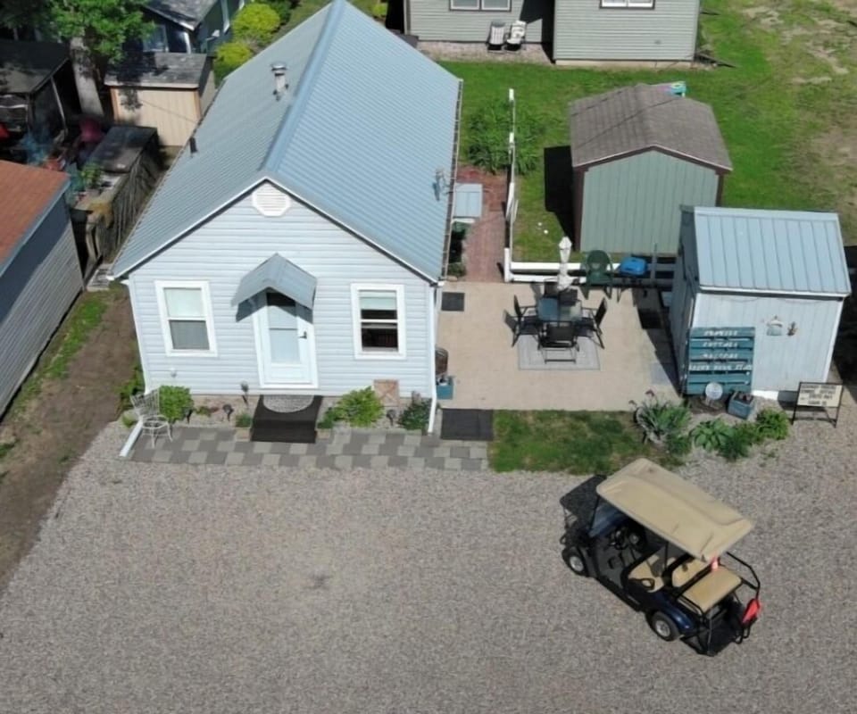 Drone view of property