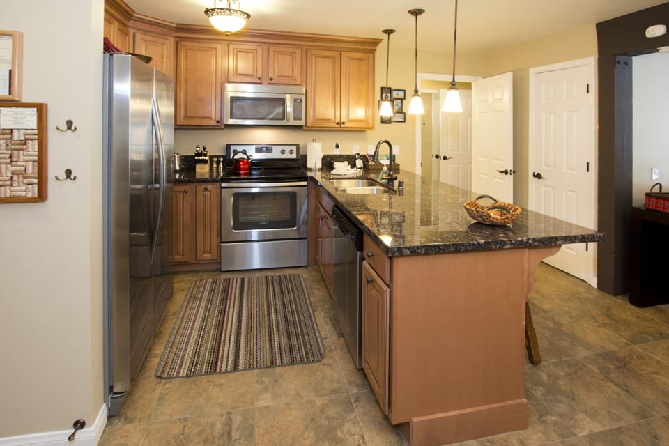 Room, Indoors, Kitchen, Flooring, Kitchen Island