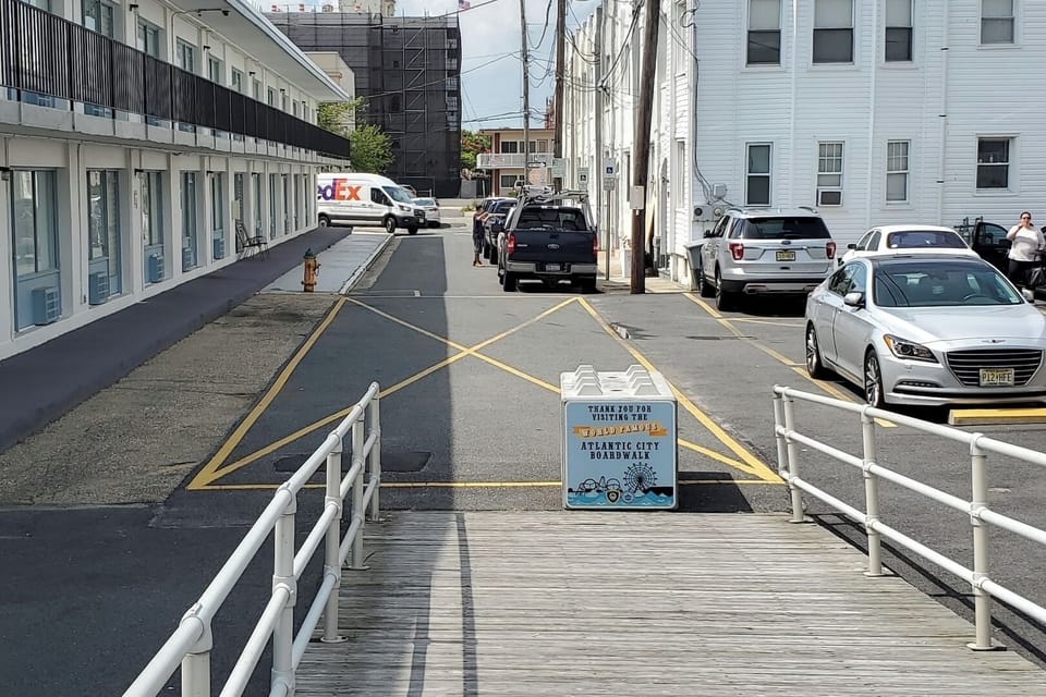 White Building on the Right... Just Steps from Boardwalk Entrance