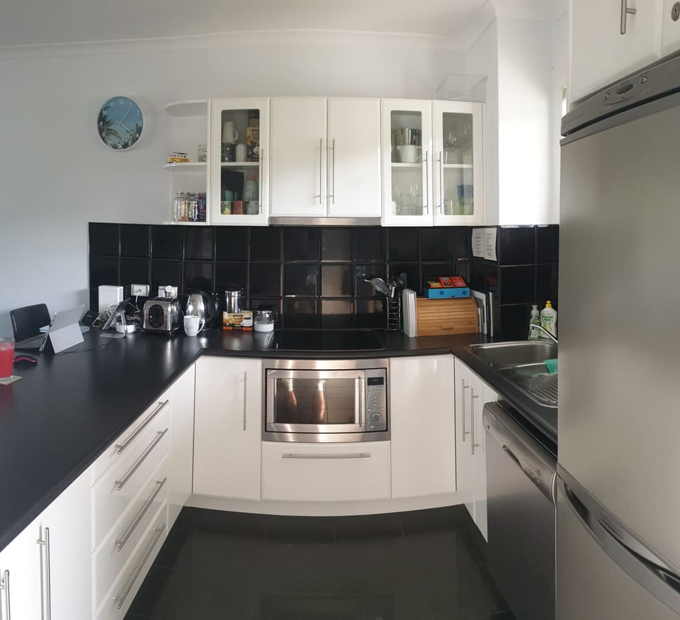 Fully equipped kitchen, including full size refrigerator and dishwasher.