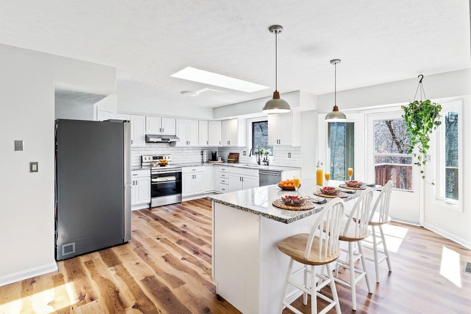 The main kitchen is on the main floor.