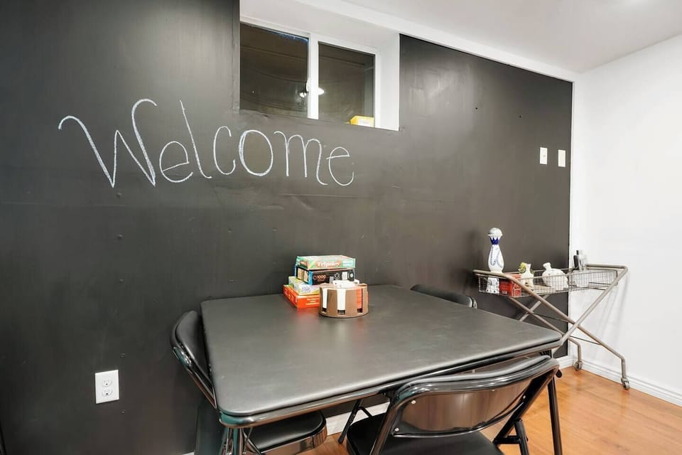 - Enjoy a round of your favorite board game or card match at this casual table
- Chalkboard backdrop makes it interactive and playful for all ages
- Whether it’s family night or a friendly challenge, this spot is ready to host