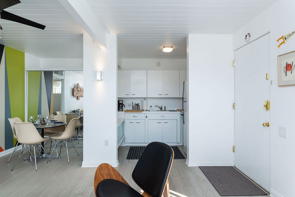 Dining area and fully stocked kitchen