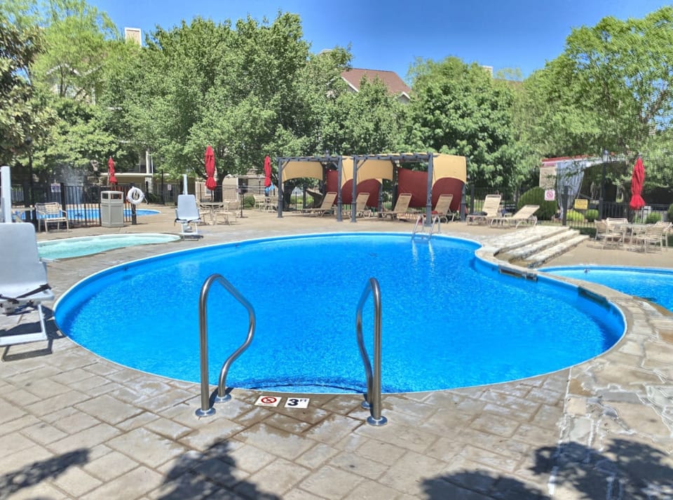 One of two outdoor pools available to you.