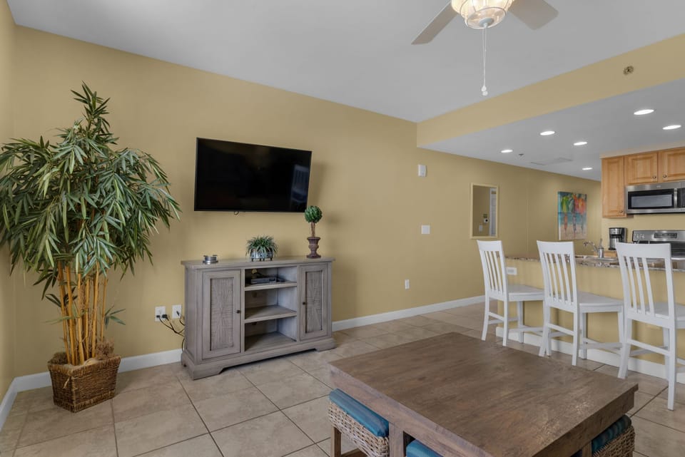 Enjoy a movie on the flat screen TV