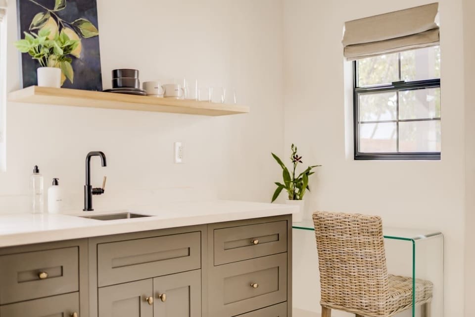 kitchenette with Nespresso, microwave and mini fridge