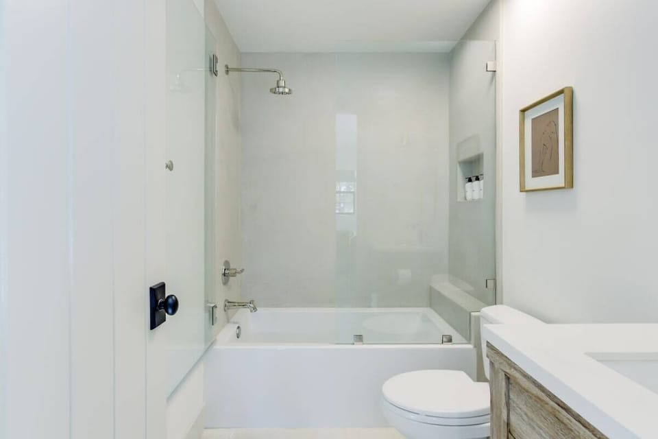  A private bath with a rain shower