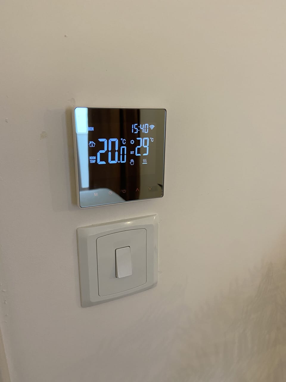Underfloor heating keypad in all 3 bathrooms