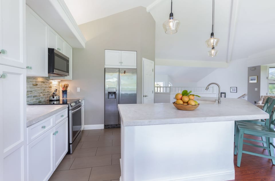 Kitchen is bright with natural light