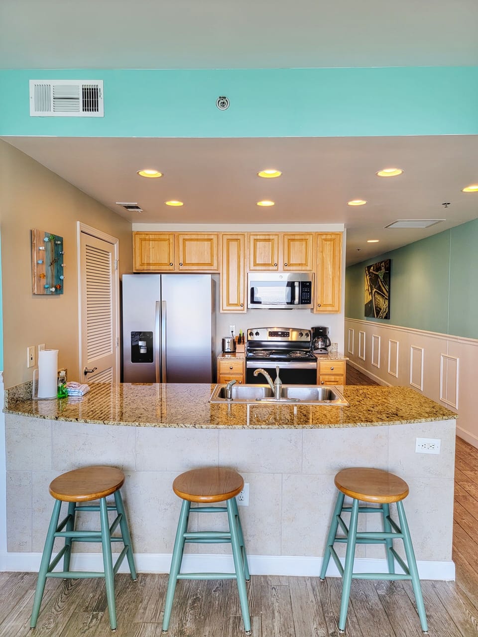 Bar area with granite countertops